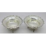 A matched pair of silver bon bon dishes, both by Carrington & Co., London 1910 and 1918, total