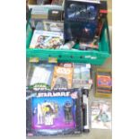 A Darth Maul watch, a video game, a 1993 Bend-Ems set, cassette tapes, VHS videos, Galaxy Battle