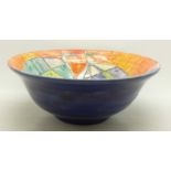 A Lise B Moorcroft cast bowl, Millennium issue, imperfect rim, diameter 22.5cm, 1999 and signed on