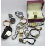 A collection of lady's and gentleman's watches including Rotary, boxed