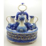 A blue and white china four-piece condiment set