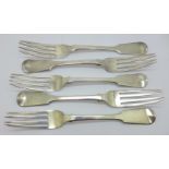 Five Maltese silver forks, 347g