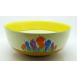 A Clarice Cliff Crocus pattern bowl, 23.5cm