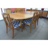 A G-Plan Fresco teak extending dining table and six chairs