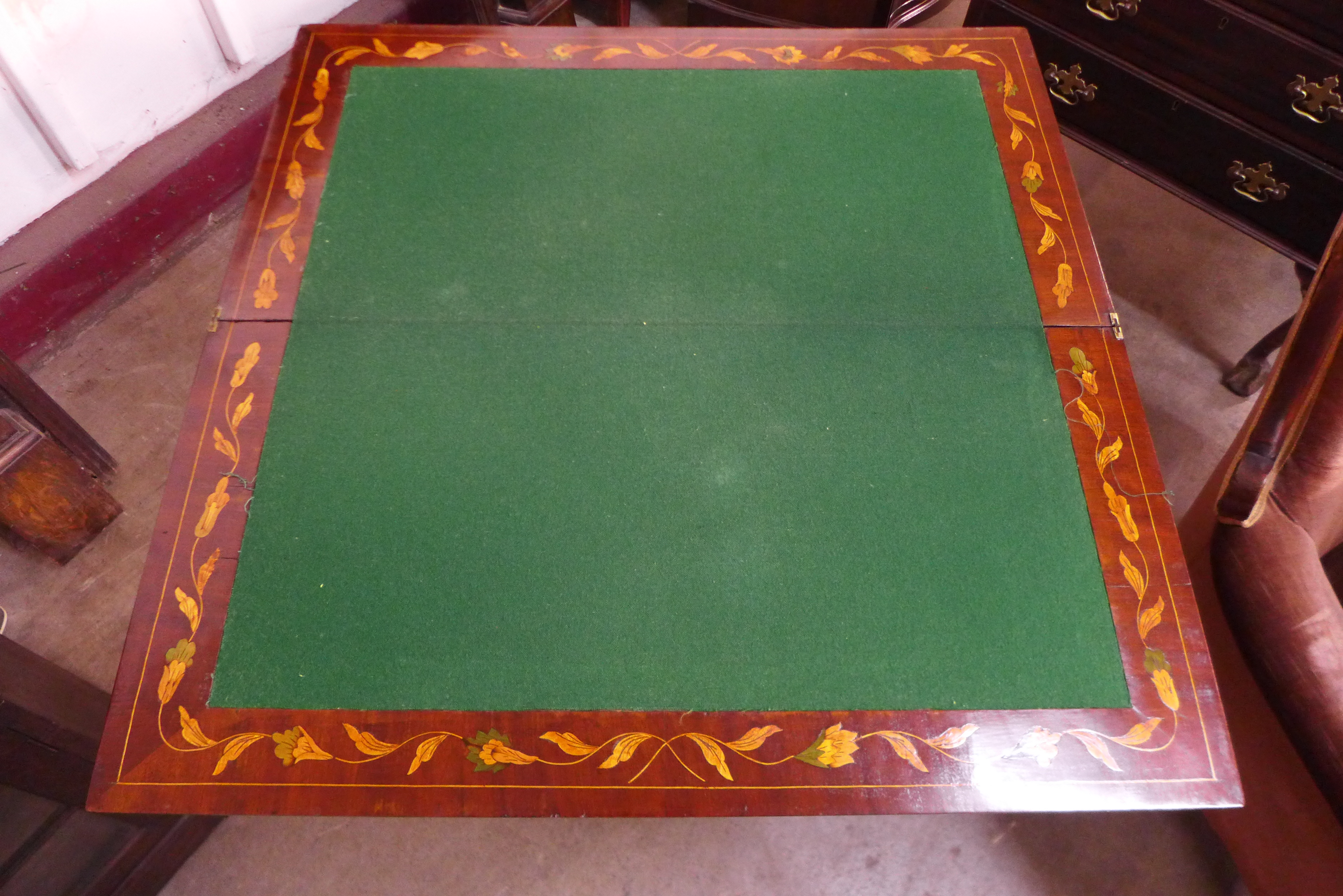 An 18th Century Dutch rosewood and marquetry inlaid card table - Image 3 of 3