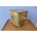 An Art Deco brass coal scuttle