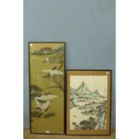 A Japanese painting on silk and one other