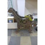 A pair of cast iron bench ends