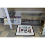 A L.S. Lowry print and four others