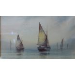 T. James, pair of marine landscapes with sailing ships, watercolour, 11 x 18cms and a Sydney H.