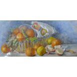 Elizabeth Roberts Palmer, still life of fruit, watercolour, 32 x 67cms, framed