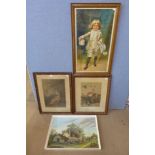T. Hamilton Crawford, signed mezzotint, portrait of a lady, another mezzotint and two others