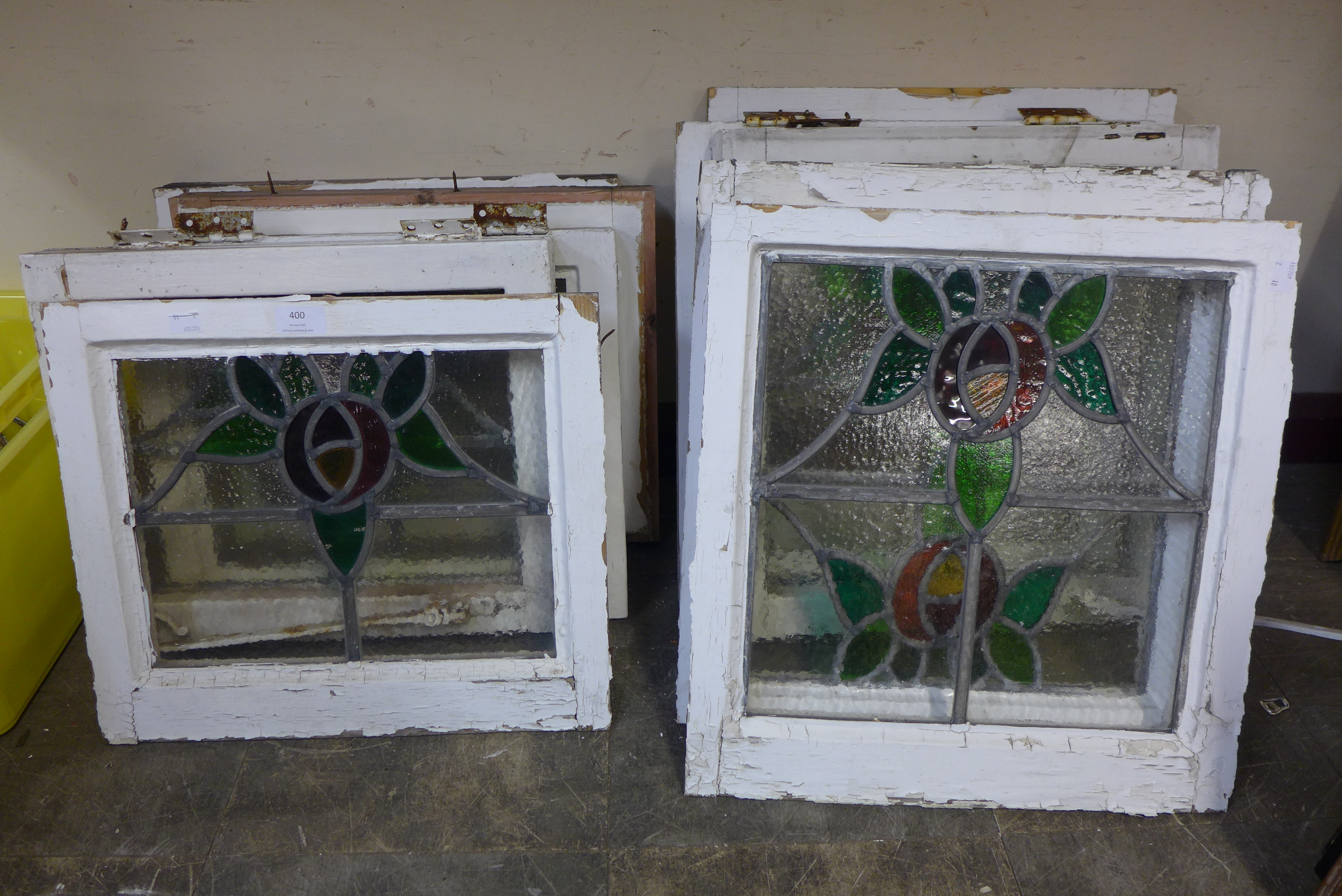 A set of ten early 20th Century stained glass windows - Image 2 of 2