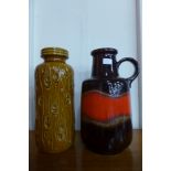 A large West German porcelain jug and a vase, both 40cms h