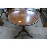 An Edward VII inlaid mahogany circular tripod table