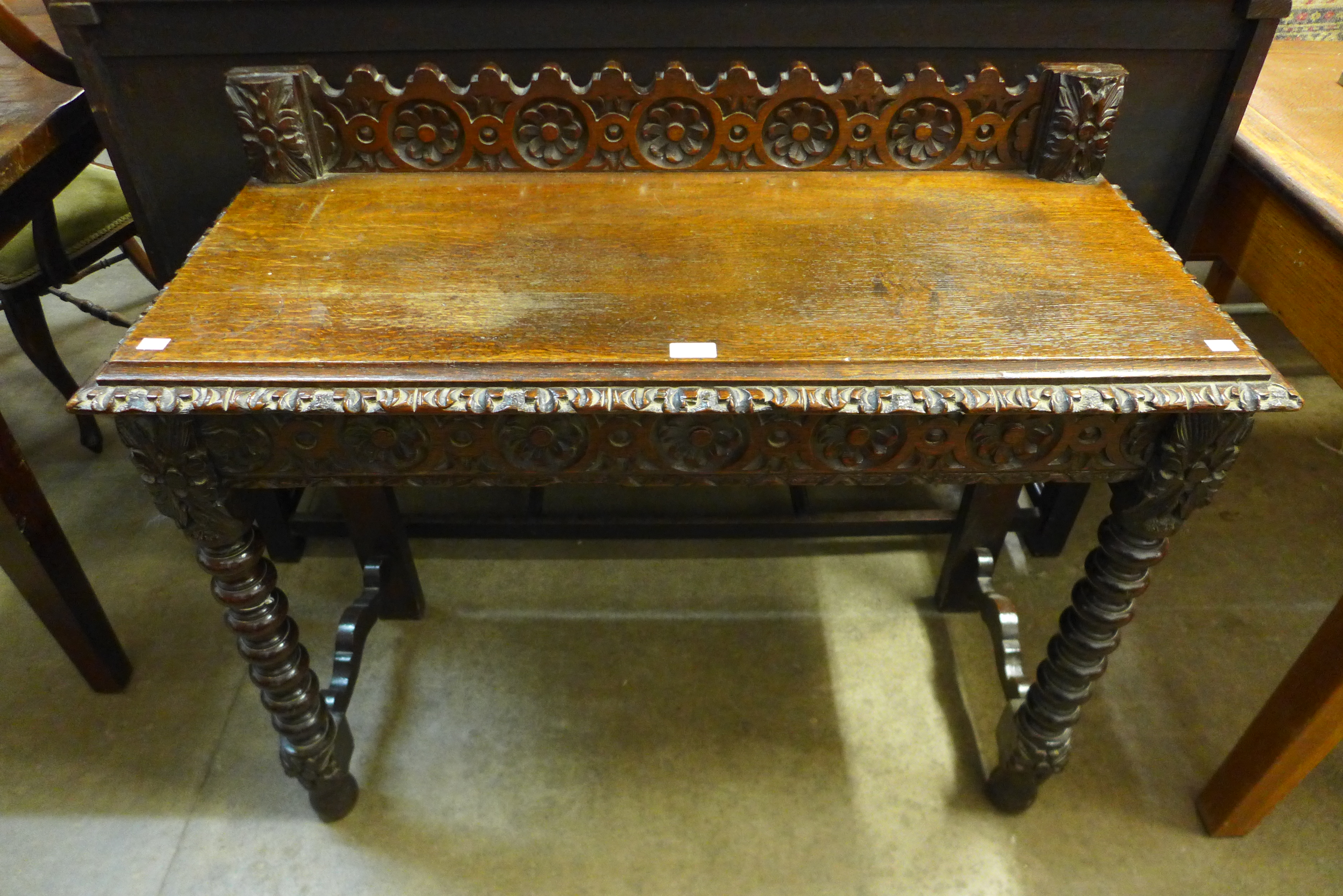 A Victorian Jacobean Revival carved oak hall table - Image 2 of 2