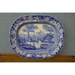 A 19th Century Staffordshire blue and white meat plate