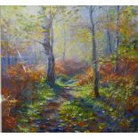 Mark Preston, The Way Through The Woods, oil on board, 56 x 59cms, framed