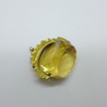 A hallmarked 9ct gold and citrine swivel fob, Birmingham 1906, William Oliver