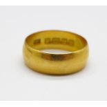 A 22ct gold wedding ring, 4.3g, L