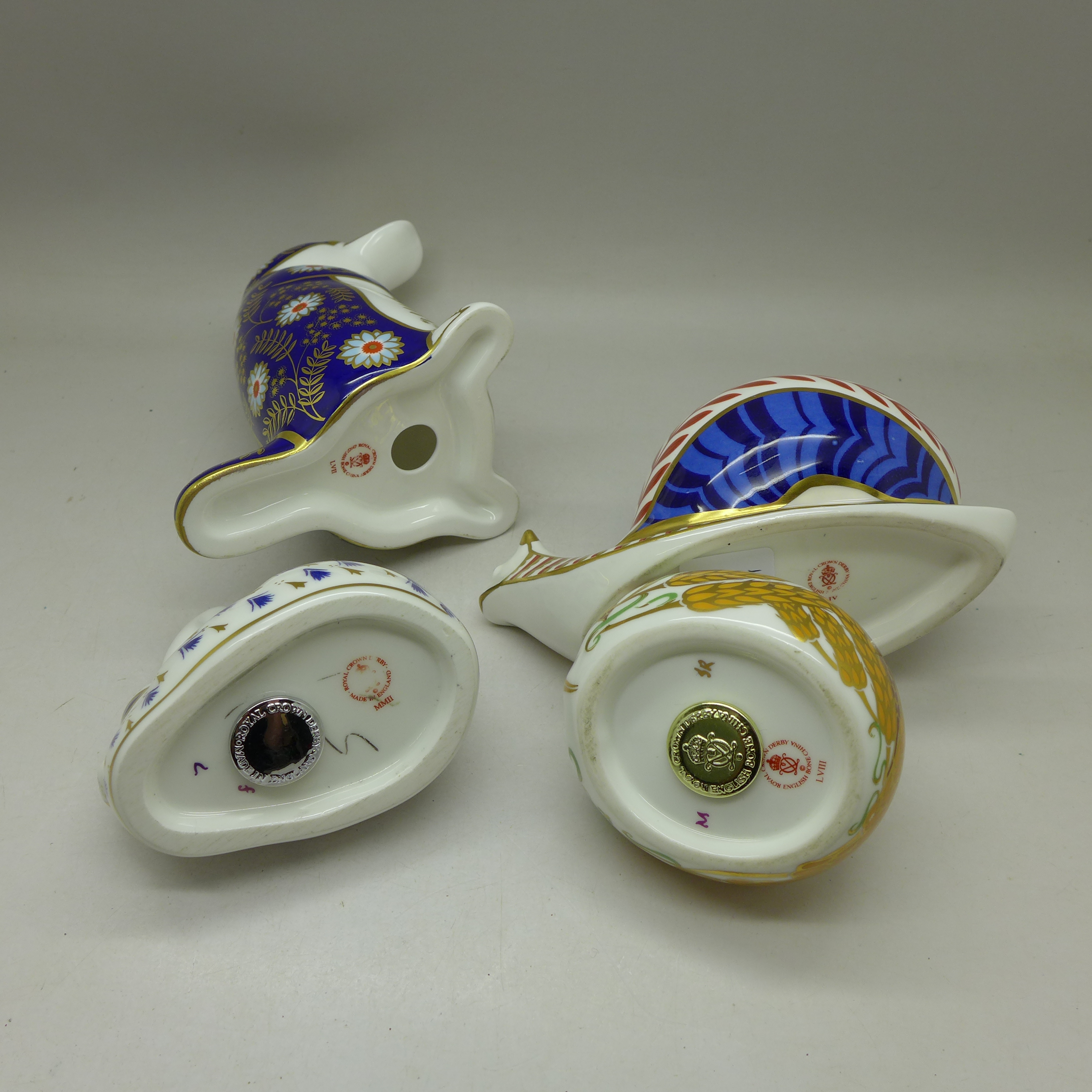 A collection of four Royal Crown Derby paperweights, comprising a Stooping Dormouse with gold - Image 3 of 4