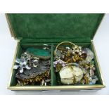 Vintage jewellery and a jewellery box