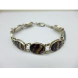 A silver and Blue John bracelet