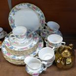Royal Doulton Booth's Flora Dora tea and dinnerware, eight setting, with cream jug, no sugar, plus a