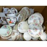 An Adderley Lowestoft teaset with cream and sugar, Paragon Country Lane teawares and other teawares