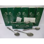 A collection of Charles Dickens Christmas Carol pewter spoons (10)