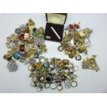 Thirty pairs of clip-on earrings, cufflinks, tie-pins and approximately forty dress rings