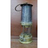 A Davis, Derby, miner's safety lamp