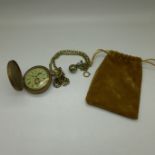 A modern reproduction wind-up pocket watch and chain
