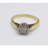 A yellow metal set diamond solitaire ring, 2.1g, K