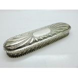 A Victorian silver pen box or hat pin box, hallmarked London 1892, William Comyns, 124.4g, 17cm