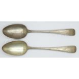 A pair of George III silver spoons by George Wintle, London 1804, 120g