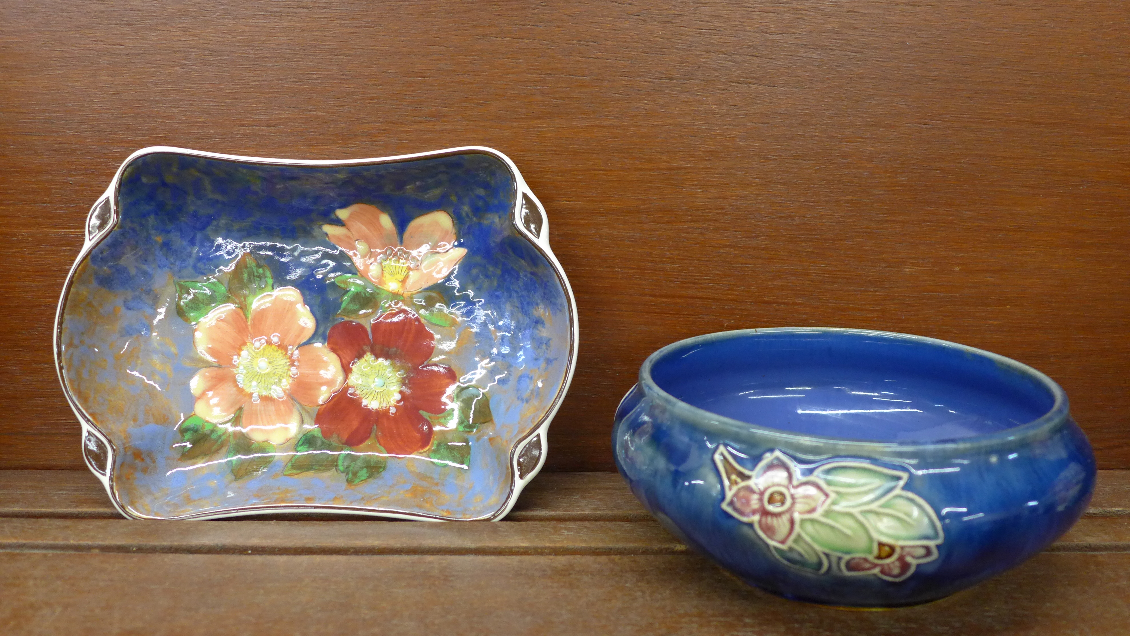 A Royal Doulton Wild Rose dish and a Royal Doulton 1930's bowl, impressed mark to the base, (2)