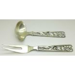 A Danish silver Arts and Crafts fork and ladle, 173g