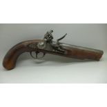 An English military issue 19th Century flintlock pistol, marked Tower and with broad arrow