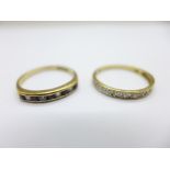 Two 9ct gold rings, total weight 2.5g, both N