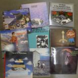 A collection of records, The Yardbirds, Who's Next, 10CC, John and Yoko, etc.