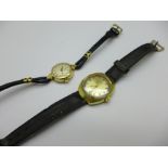 Two lady's plated Omega wristwatches