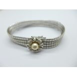 A continental silver and pearl bracelet