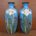 A pair of Japanese cloisonne vases, a/f, 30.5cm