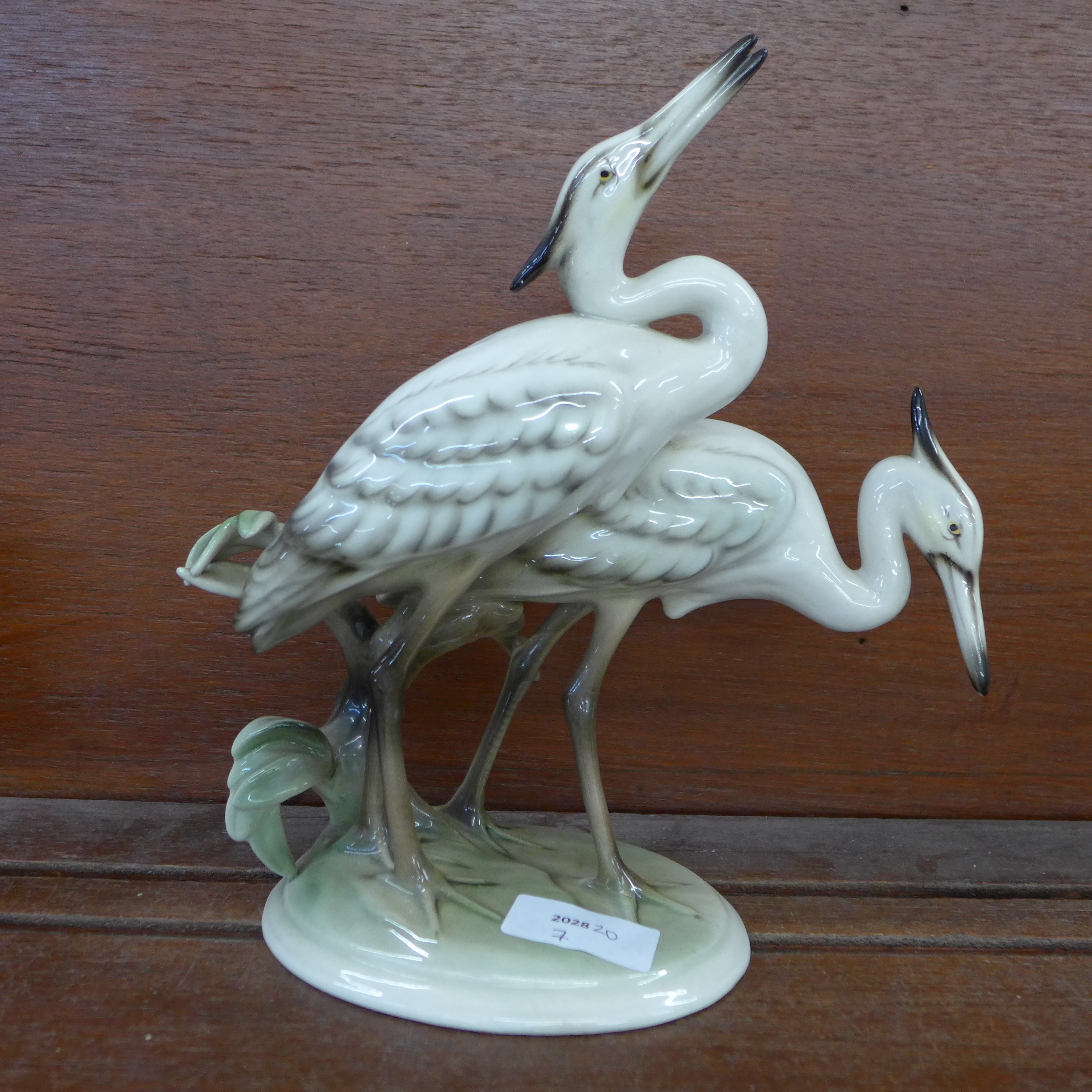 An Austrian Keramos figure of two herons, 23cm