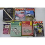 A box of car magazines, Haynes Manuals, 1970's and 1980's, etc.