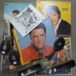 A collection of Elvis Presley LP records, etc.