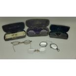 Four pairs of spectacles and two pince-nez