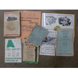A Bassett-Lowke model railway catalogue, a/f, railway ephemera and a framed Mallard commemorative,