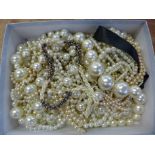 Faux pearl necklaces